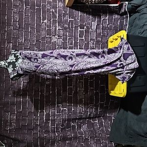 INC  International Concepts Purple & Gray Halter Style Maxi Dress size Medium